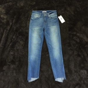 NWT 7 For All Mankind Roxanne Ankle Jean Kick Raw Hem, 23 NEW